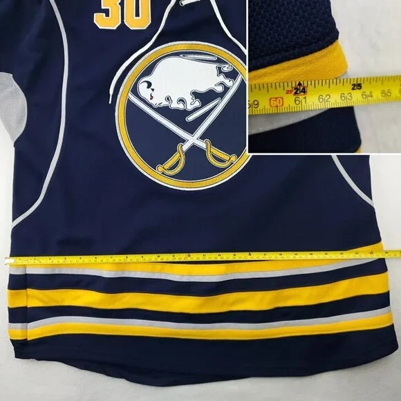Buffalo Sabres NHL Hockey Jersey CCM Center Ice RBK Fight Strap 30 Miller Sz. 50